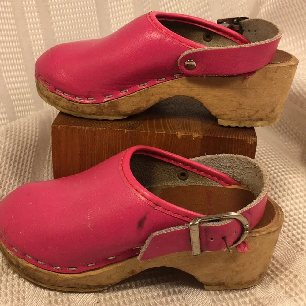 Hanna Andersson leather/wooden clogs worn once
